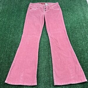 VTG Mudd Low Rise Flare Pants Womens Sz 11 31x31" Pink Corduroy Bell Bottoms Y2K